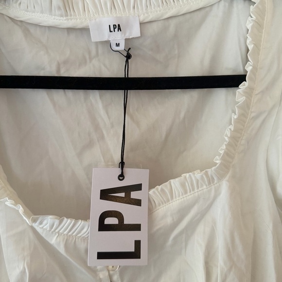 LPA Annalie Top White Puff Sleeve Blouse cropped Revolve NWT $158 M - Picture 9 of 9